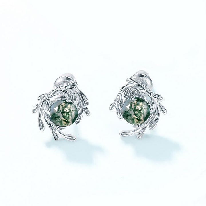 Olivenorma Natural Moss Agate Leaf Wrap Jewelry Set - image 5