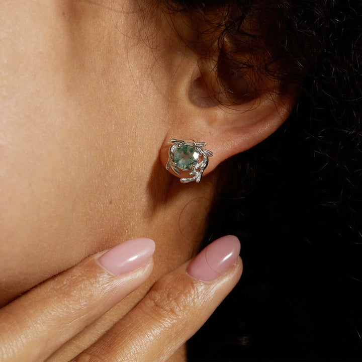 Olivenorma Natural Moss Agate Leaf Wrap Jewelry Set - image 3