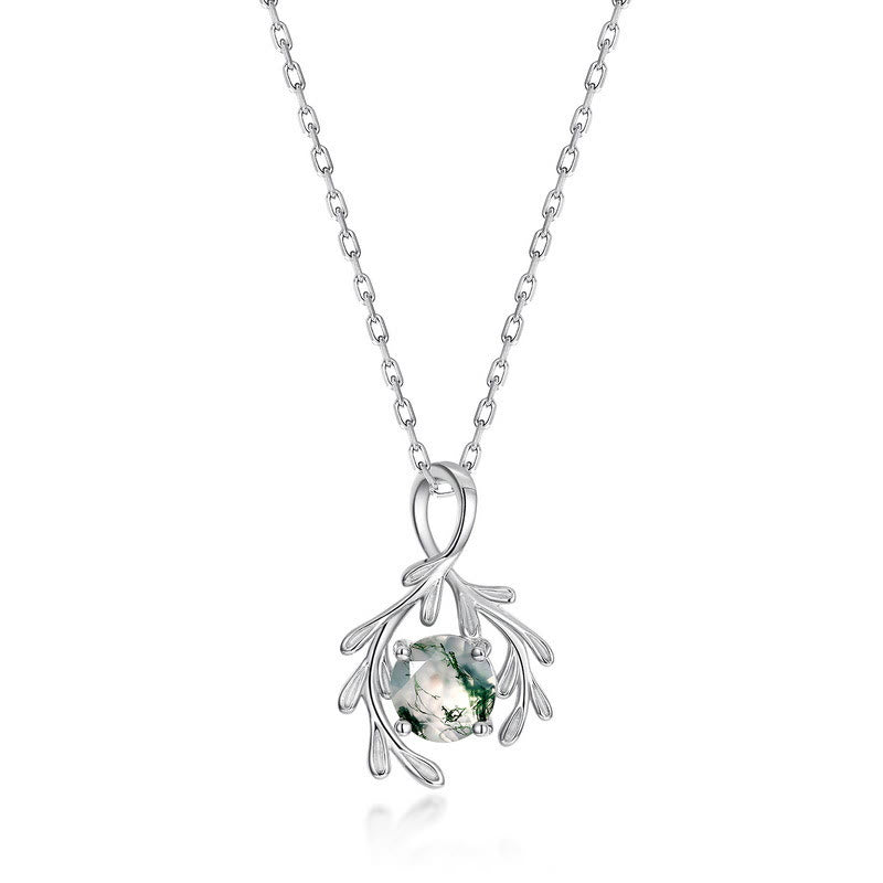 Olivenorma Natural Moss Agate Leaf Wrap Jewelry Set - Necklace - image 8