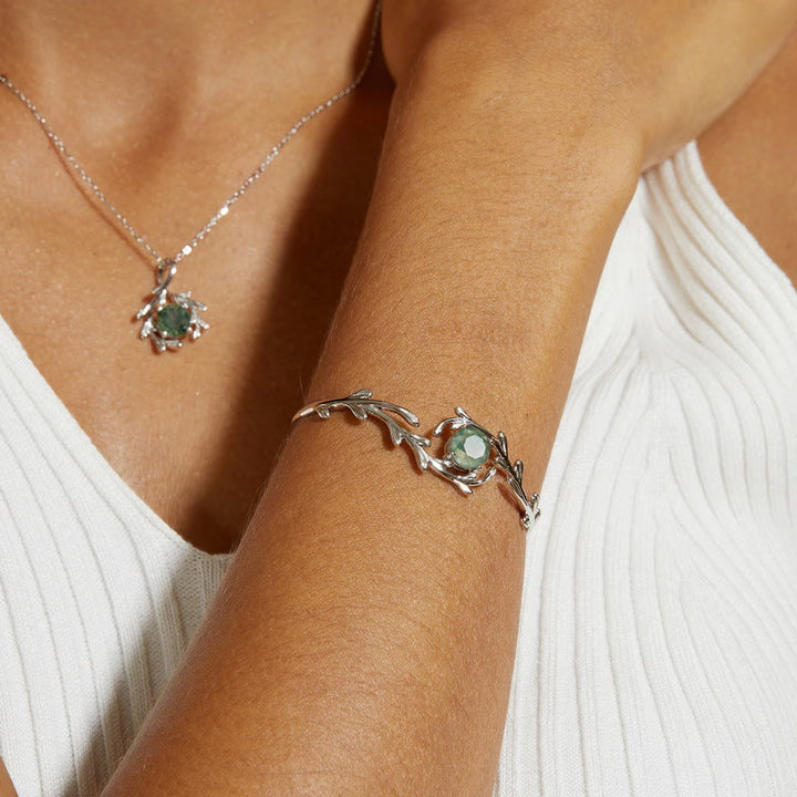 Olivenorma Natural Moss Agate Leaf Wrap Jewelry Set - image 24