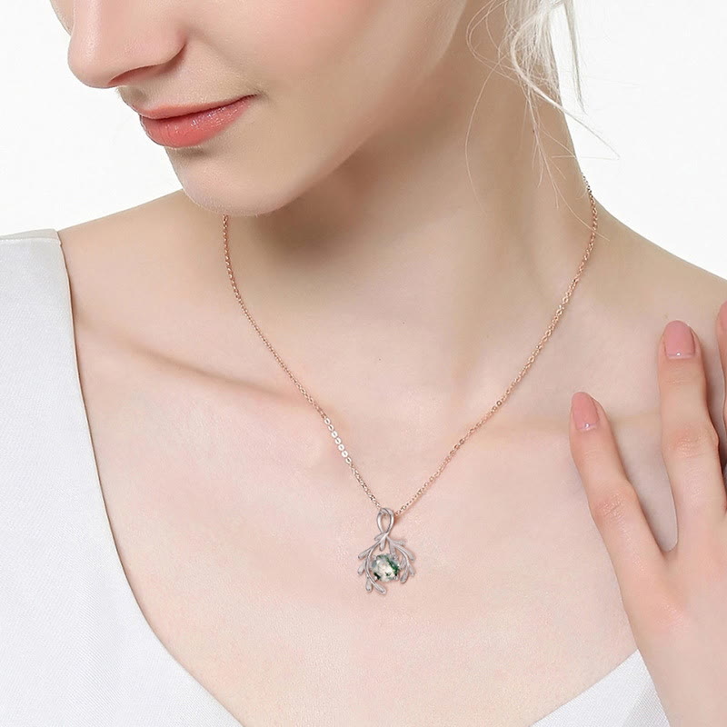 Olivenorma Natural Moss Agate Leaf Wrap Jewelry Set - image 9
