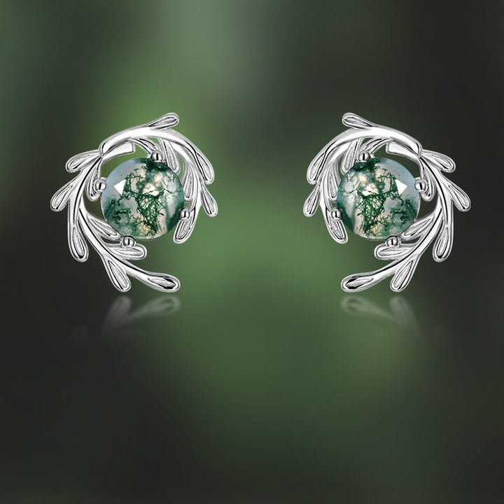 Olivenorma Natural Moss Agate Leaf Wrap Jewelry Set - image 7