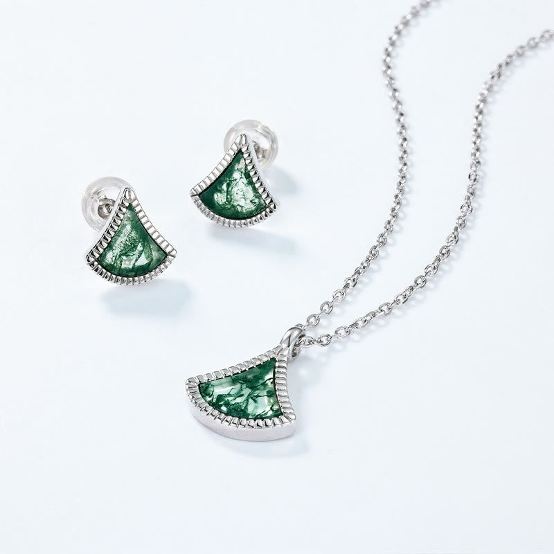 Olivenorma Ginkgo Leaf Shape Moss Agate Jewelry Set - Jewelry Set - image 0