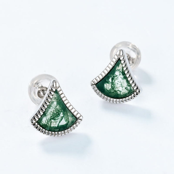 Olivenorma Ginkgo Leaf Shape Moss Agate Jewelry Set - image 4
