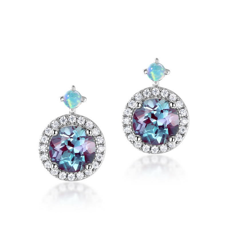 Olivenorma Natural Alexandrite Round Pendant Jewelry Set - Earrings - image 1
