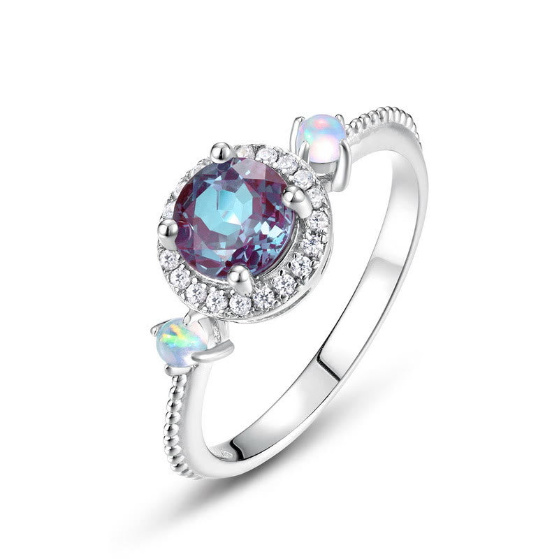 Olivenorma Natural Alexandrite Round Pendant Jewelry Set - Ring-US 8 - image 13