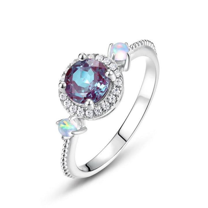 Olivenorma Natural Alexandrite Round Pendant Jewelry Set - Ring-US 8 - image 13