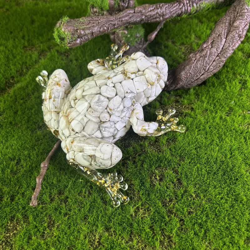Olivenorma Crystal Resin Frog Ornament For Energy Cleansing And Harmony Gemstone Decoration - White Turquoise - image 39