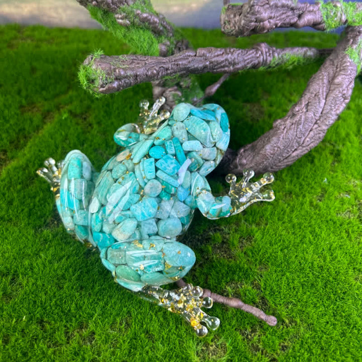 Olivenorma Crystal Resin Frog Ornament For Energy Cleansing And Harmony Gemstone Decoration - Amazonite - image 35