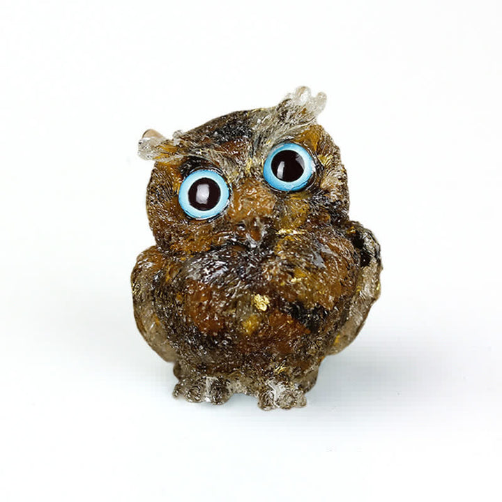 Olivenorma Natural Crystal Owl Gemstone Decoration - Tiger Eye+Foil - 2.08''(L) * 1.57''(W) * 1.45''(H) - image 5