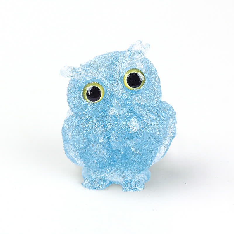 Olivenorma Natural Crystal Owl Gemstone Decoration - Aquamarine+Yellow Eye - 2.08''(L) * 1.57''(W) * 1.45''(H) - image 27
