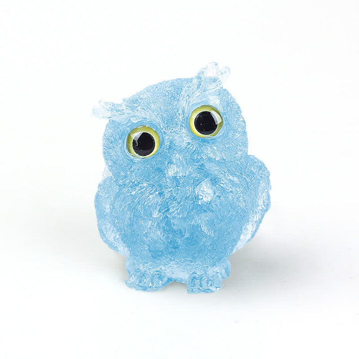 Olivenorma Natural Crystal Owl Gemstone Decoration - Aquamarine+Yellow Eye - 2.08''(L) * 1.57''(W) * 1.45''(H) - image 27