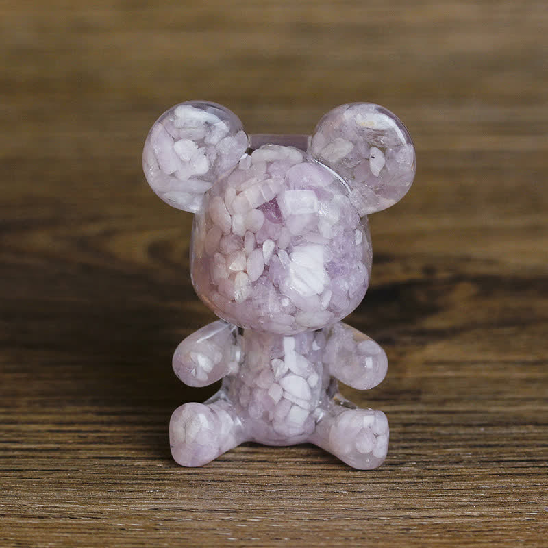 Olivenorma Cute Crystal Bear Gemstone Decoration - Lepidolite - image 25