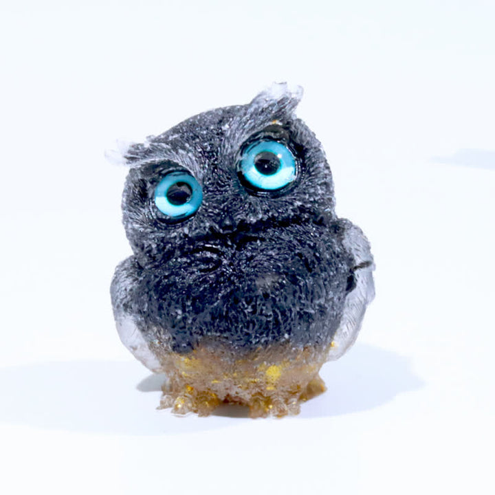 Olivenorma Natural Crystal Owl Gemstone Decoration - Obsidian & Rutilated Quartz - 2.08''(L) * 1.57''(W) * 1.45''(H) - image 86