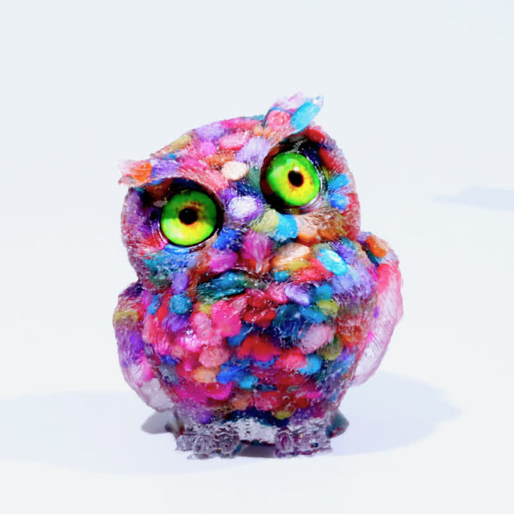 Olivenorma Natural Crystal Owl Gemstone Decoration - Colorful Narce#Green Eye - 2.08''(L) * 1.57''(W) * 1.45''(H) - image 72