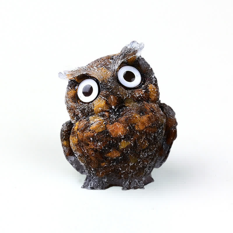 Olivenorma Natural Crystal Owl Gemstone Decoration - Tiger Eye#White Eye - 2.08''(L) * 1.57''(W) * 1.45''(H) - image 6