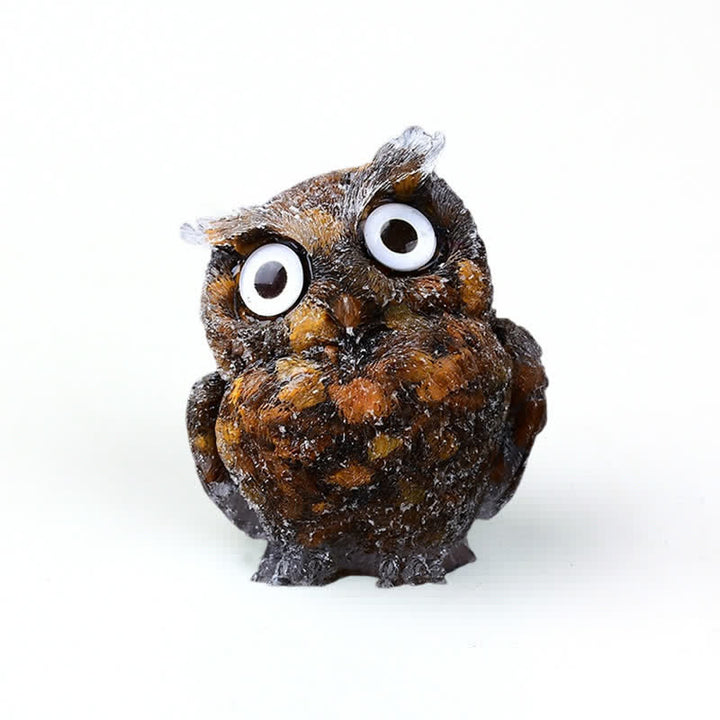 Olivenorma Natural Crystal Owl Gemstone Decoration - Tiger Eye#White Eye - 2.08''(L) * 1.57''(W) * 1.45''(H) - image 6