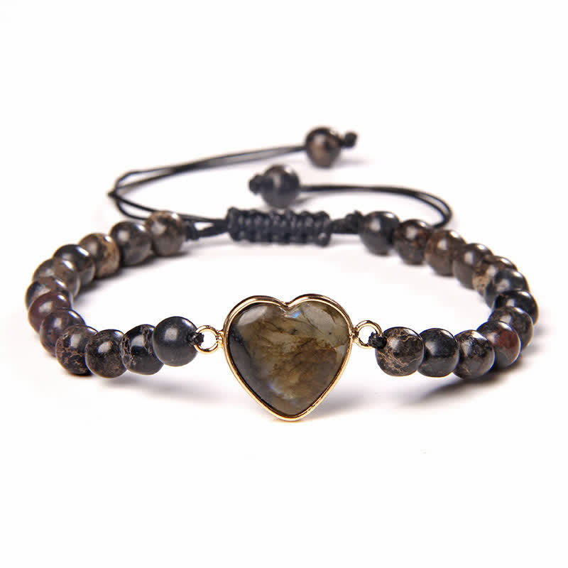Olivenorma Heart Emperor Stone Natural Quartz Healing Braided Bracelet - Black Emperor Stone#Black Rope - image 11