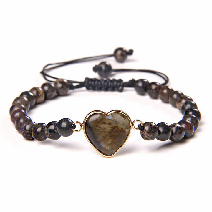 Olivenorma Heart Emperor Stone Natural Quartz Healing Braided Bracelet - Black Emperor Stone#Black Rope - image 11