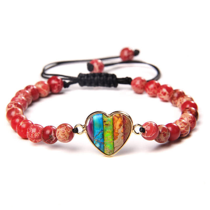 Olivenorma Heart Emperor Stone Natural Quartz Healing Braided Bracelet - Red Emperor Stone#Black Rope - image 14