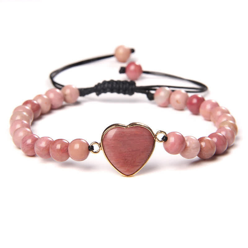 Olivenorma Heart Emperor Stone Natural Quartz Healing Braided Bracelet - Rhodochrosite#Black Rope - image 16