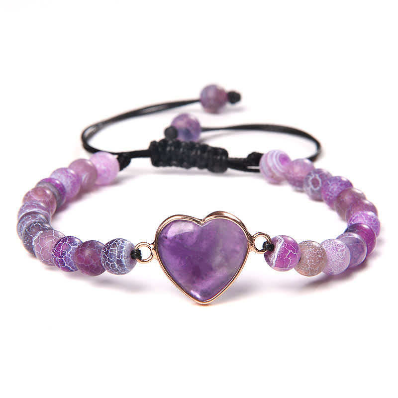 Olivenorma Heart Emperor Stone Natural Quartz Healing Braided Bracelet - Amethyst&Purple Weathered Agate#Black Rope - image 22