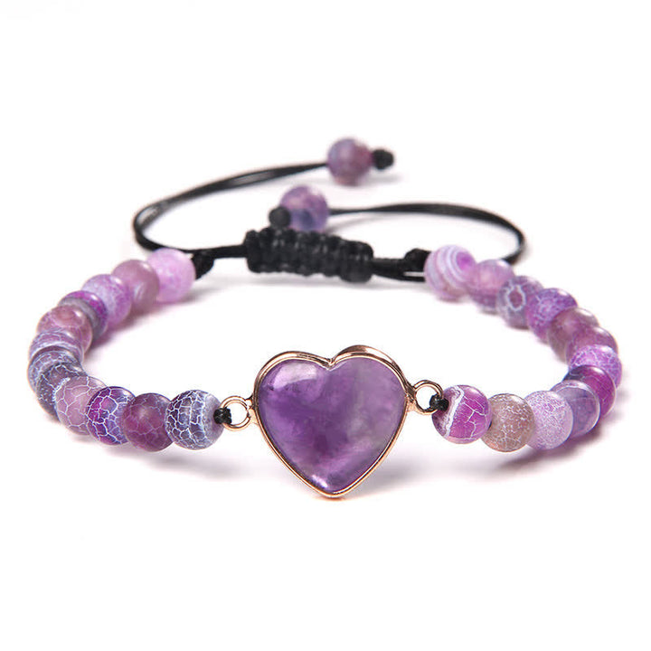 Olivenorma Heart Emperor Stone Natural Quartz Healing Braided Bracelet - Amethyst&Purple Weathered Agate#Black Rope - image 22