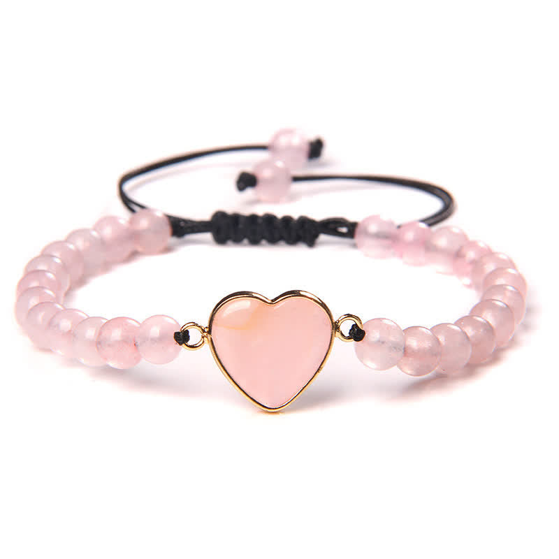 Olivenorma Heart Emperor Stone Natural Quartz Healing Braided Bracelet - Rose Quartz - image 18