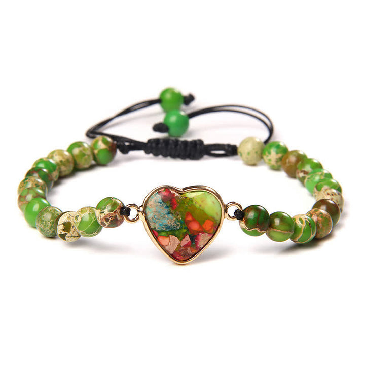 Olivenorma Heart Emperor Stone Natural Quartz Healing Braided Bracelet - Green Emperor Stone#Black Rope - image 7