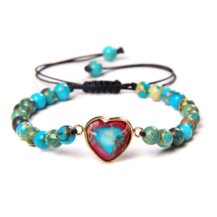 Olivenorma Heart Emperor Stone Natural Quartz Healing Braided Bracelet - Blue Emperor Stone#Black Rope - image 12