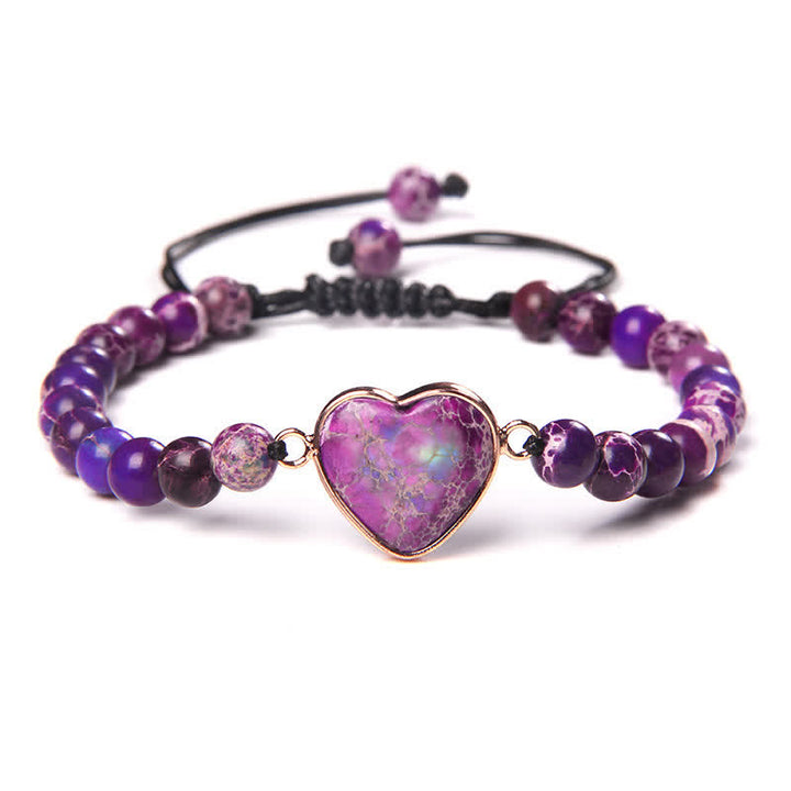 Olivenorma Heart Emperor Stone Natural Quartz Healing Braided Bracelet - Purple Emperor Stone#Black Rope - image 9