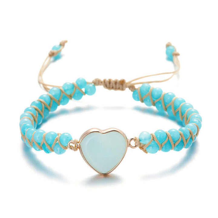 Olivenorma Heart Emperor Stone Natural Quartz Healing Braided Bracelet - Aquamarine#Braided  - image 28
