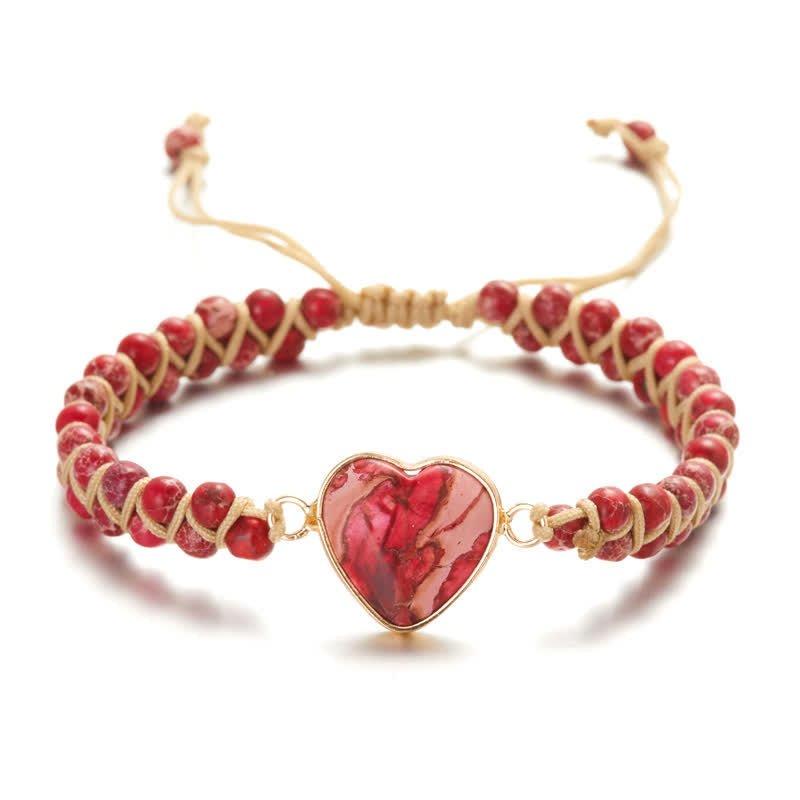 Olivenorma Heart Emperor Stone Natural Quartz Healing Braided Bracelet - Red Emperor Stone#Braided  - image 27
