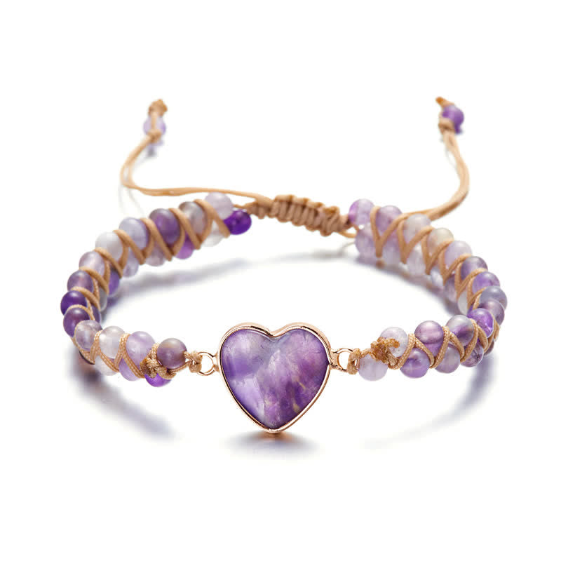 Olivenorma Heart Emperor Stone Natural Quartz Healing Braided Bracelet - Amethyst#Braided - image 30