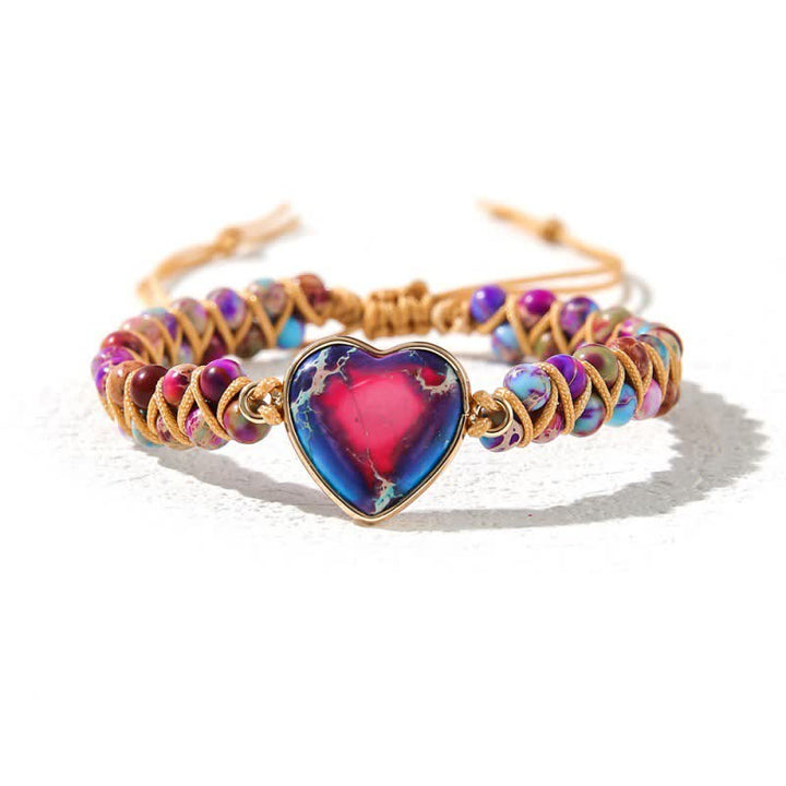 Olivenorma Heart Emperor Stone Natural Quartz Healing Braided Bracelet - Purple & Blue Emperor Stone#Braided  - image 34