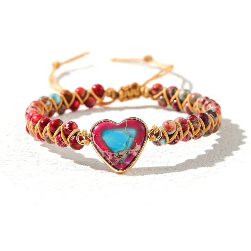 Olivenorma Heart Emperor Stone Natural Quartz Healing Braided Bracelet - Red & Blue Emperor Stone#Braided  - image 33