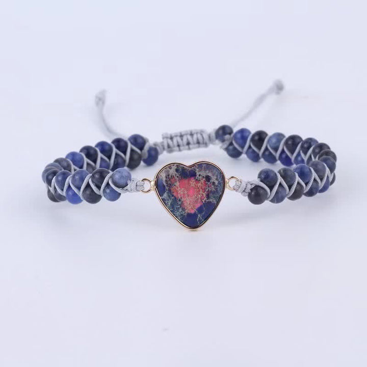 Olivenorma Heart Emperor Stone Natural Quartz Healing Braided Bracelet - Sodalite#Blue Emperor Stone Heart - image 43