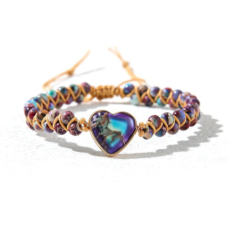 Olivenorma Heart Emperor Stone Natural Quartz Healing Braided Bracelet - Dark Purple Emperor Stone#Braideds - image 35