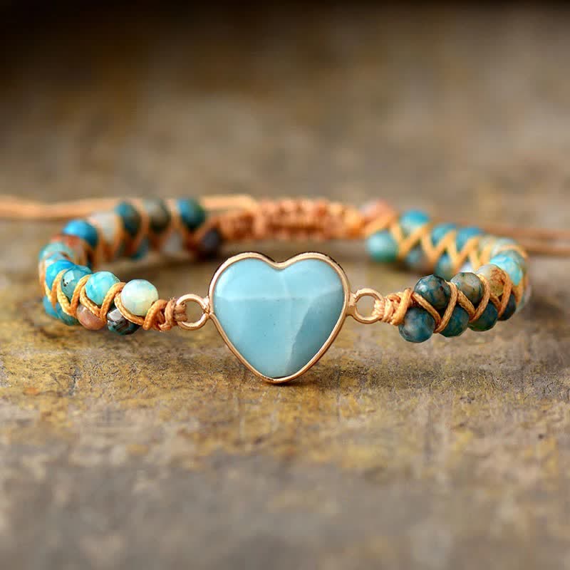 Olivenorma Heart Emperor Stone Natural Quartz Healing Braided Bracelet - Amazonite #Style 2 - image 47