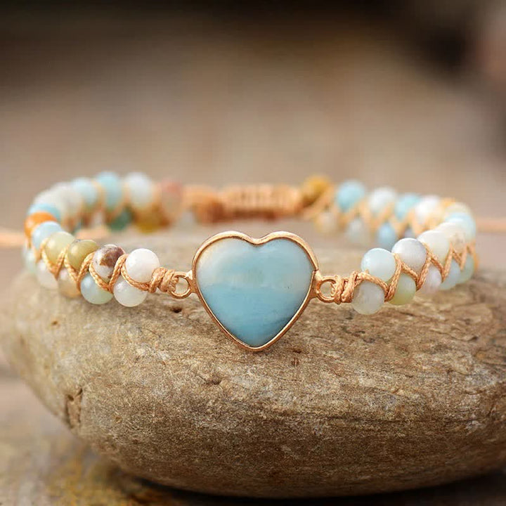 Olivenorma Heart Emperor Stone Natural Quartz Healing Braided Bracelet - Amazonite #Style 1 - image 45