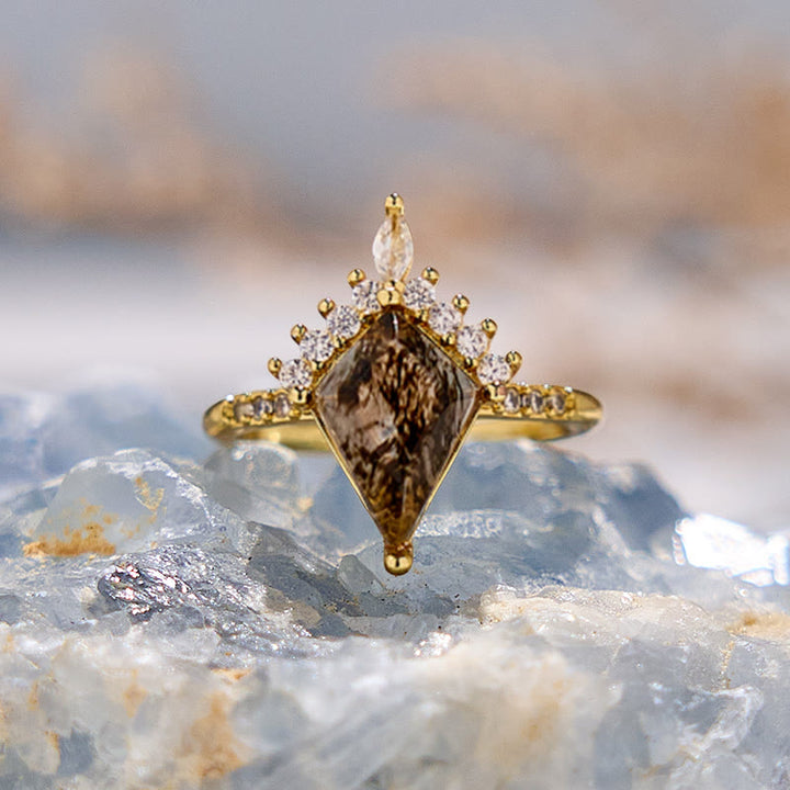 FREE Today: "Purification Stone" Salt and Pepper Kite Herkimer Diamond Engagement Ring - image 9