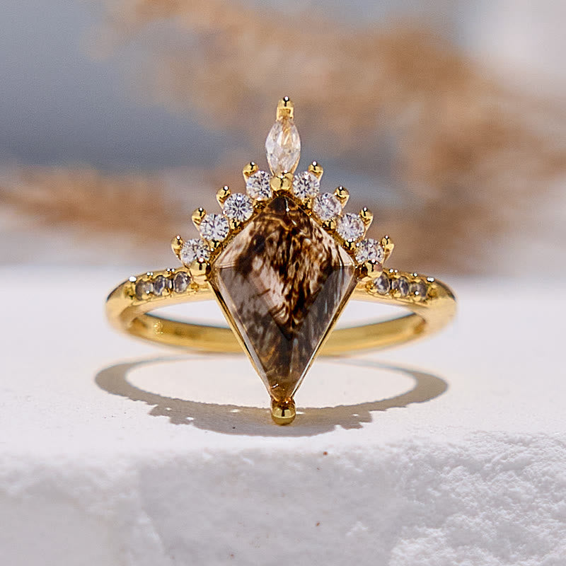 FREE Today: "Purification Stone" Salt and Pepper Kite Herkimer Diamond Engagement Ring - image 8