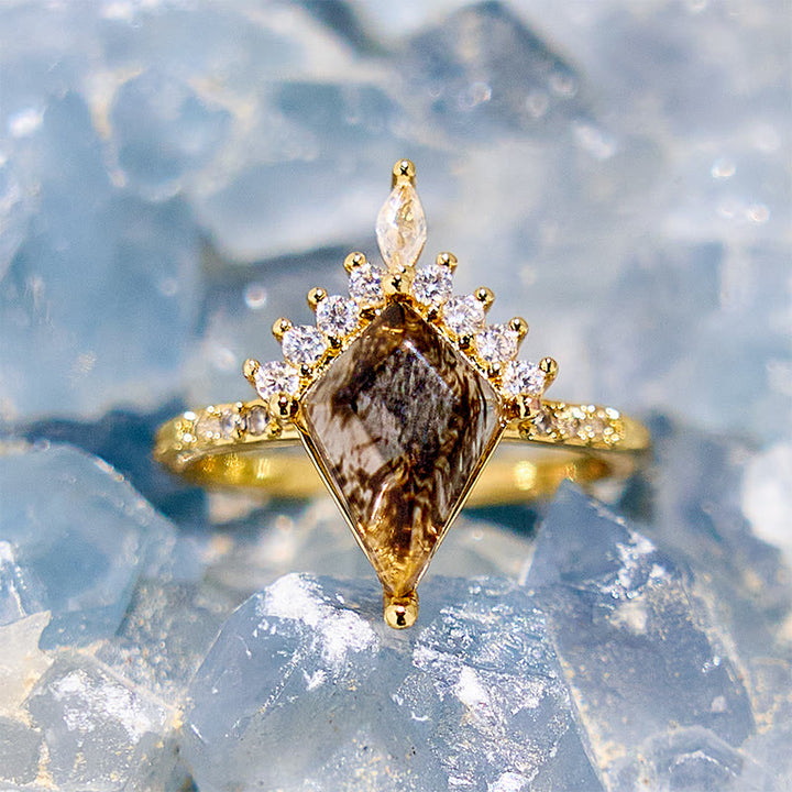 FREE Today: "Purification Stone" Salt and Pepper Kite Herkimer Diamond Engagement Ring - Herkimer Diamond - image 1