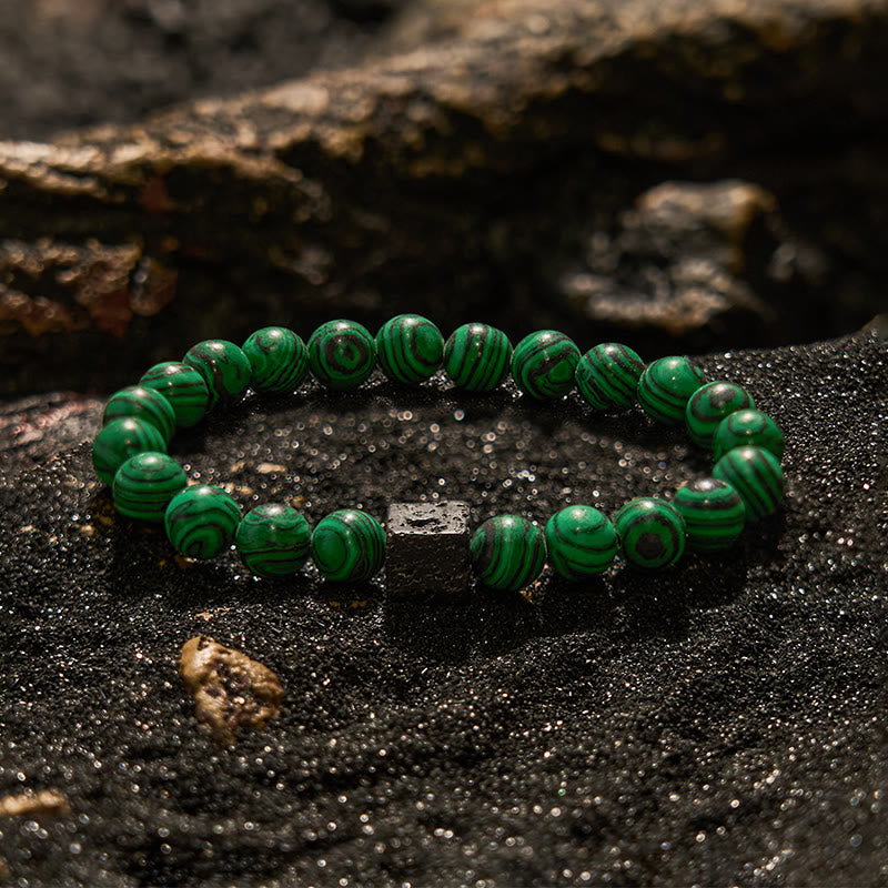 Olivenorma Cube Cut Lava Stone Beaded Bracelet - Malachite - image 32