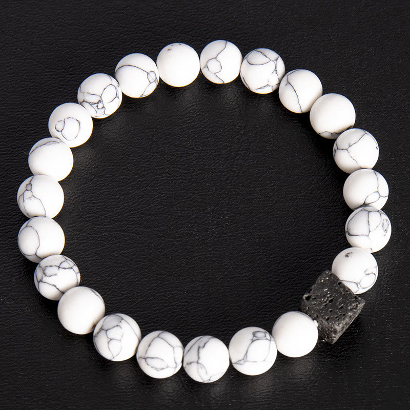 Olivenorma Cube Cut Lava Stone Beaded Bracelet - White Turquoise - image 62
