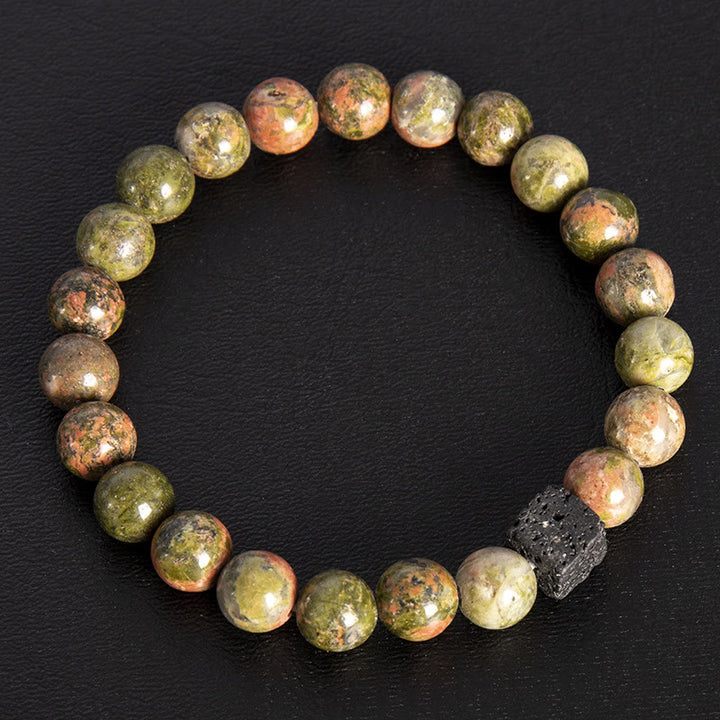 Olivenorma Cube Cut Lava Stone Beaded Bracelet - Unakite - image 64