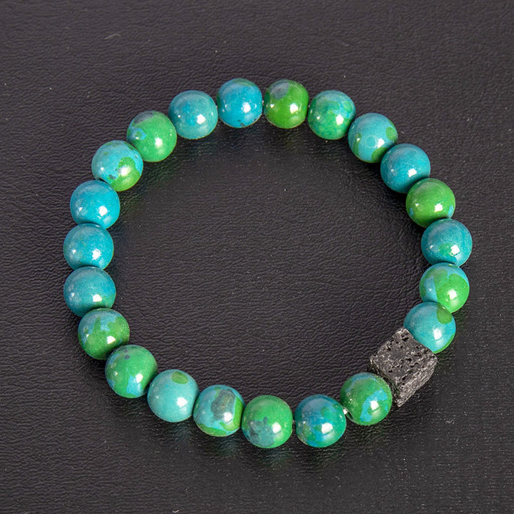 Olivenorma Cube Cut Lava Stone Beaded Bracelet - Chrysocolla - image 68