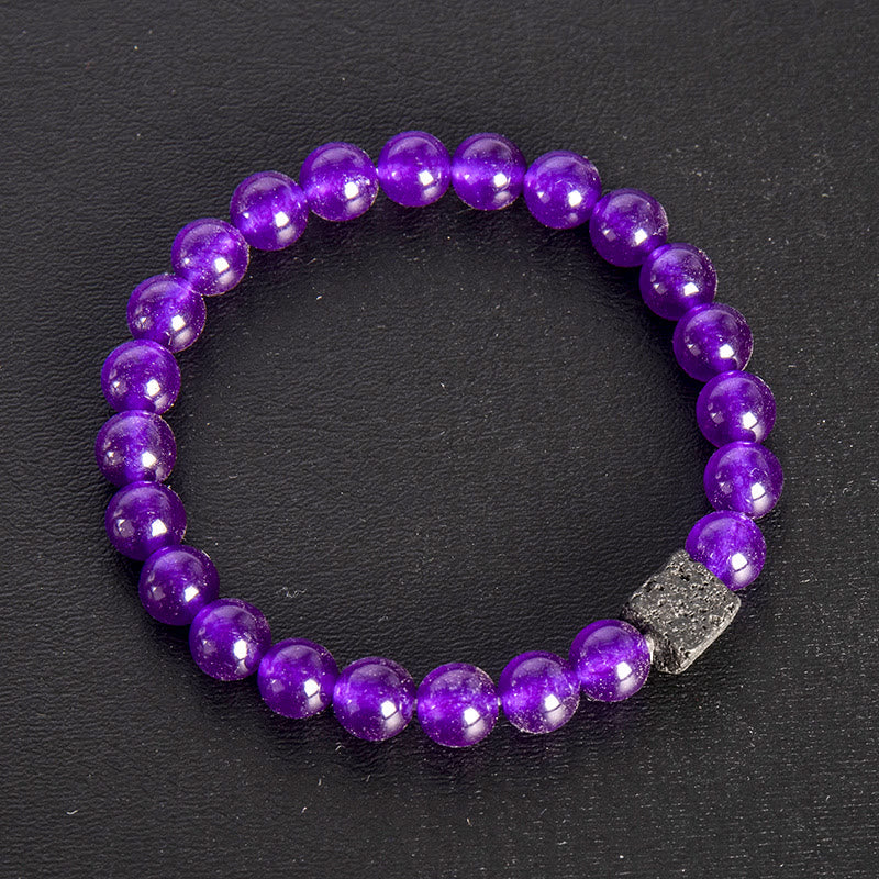 Olivenorma Cube Cut Lava Stone Beaded Bracelet - Purple Chalcedony - image 69