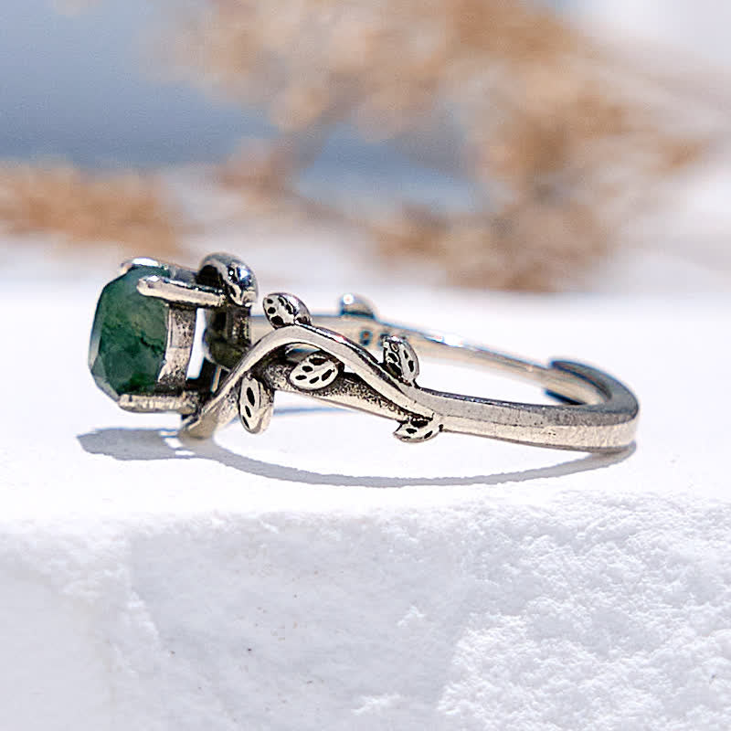 Olivenorma "Waterweed Dream" - Moss Agate Ring - image 2