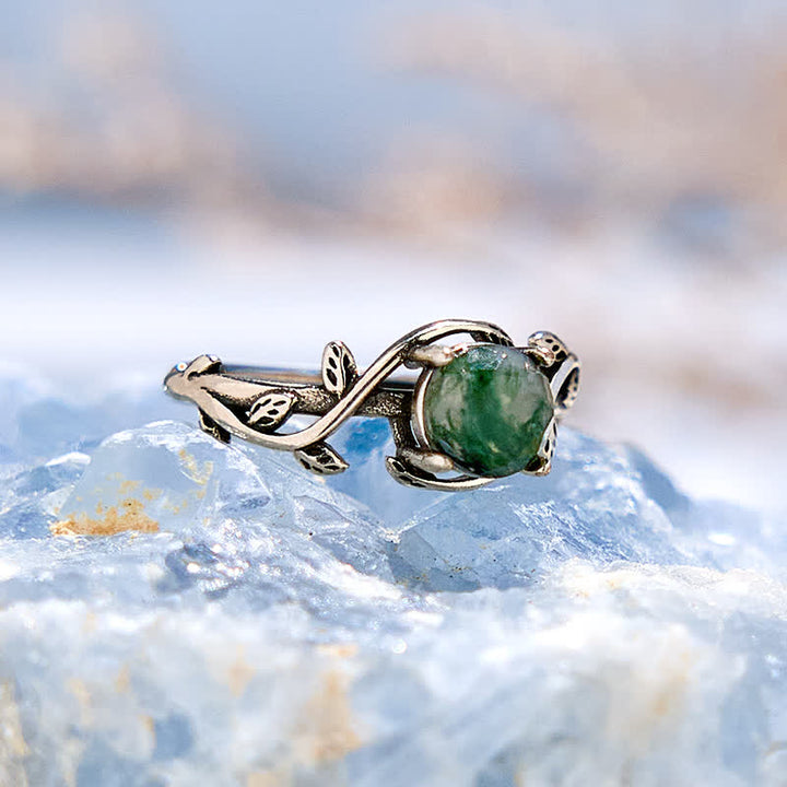 Olivenorma "Waterweed Dream" - Moss Agate Ring - image 4